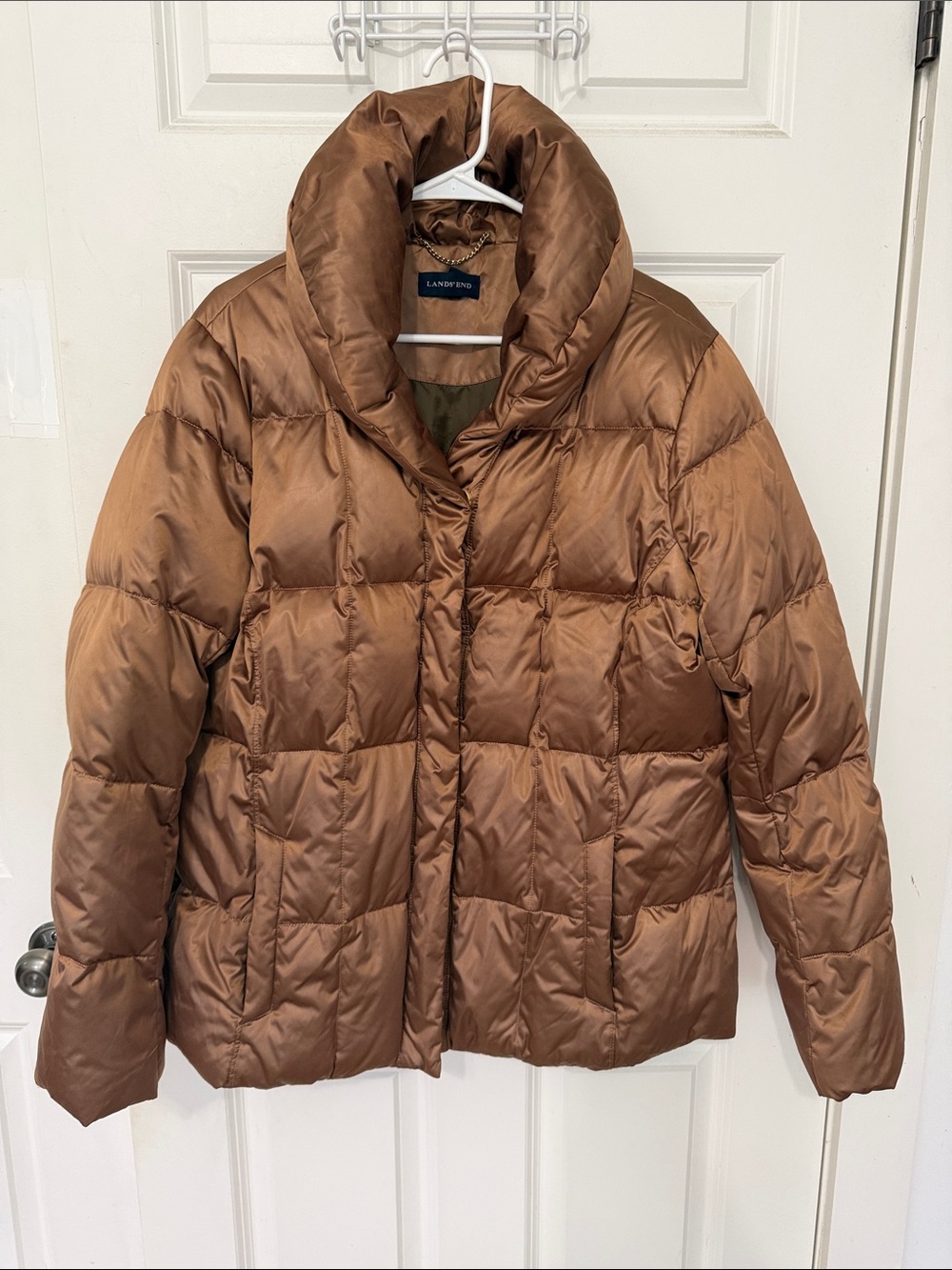 Lands' End Women's Bronze-Brown Quilted Puffer Jacket size XL winter puffer coat